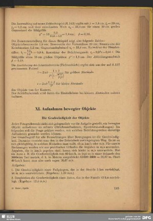 XI. Aufnahmen bewegter Objekte