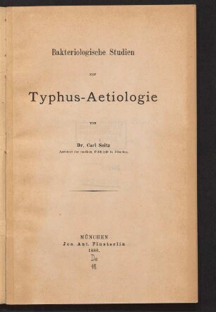Bakteriologische Studien zur Typhus-Aetiologie