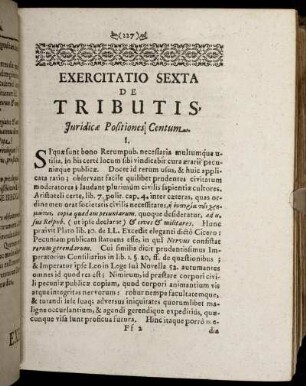 Exercitatio Sexta De Tributis