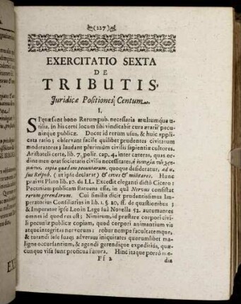 Exercitatio Sexta De Tributis