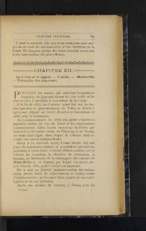 Chapitre XII. La Coree et le Japon. - Traites. - massacres - Triomphe des Japonais.