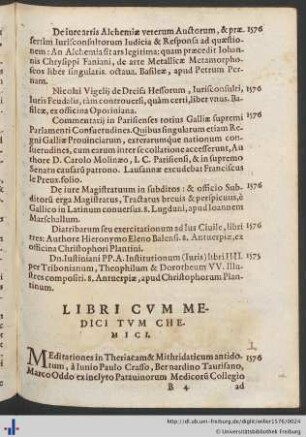 Libri Cvm Medici Tvm Chemici.