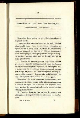 Théorème de trigonomètrie sphérique.