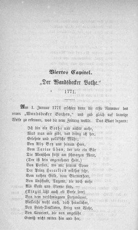 Viertes Capitel. "Der Wandsbecker Bothe." 1771.