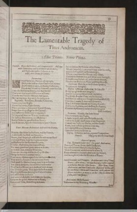 The lamentable tragedy of Titus Andronicus