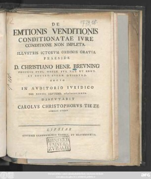 De Emtionis Venditionis Conditionatae Ivre Conditione Non Impleta