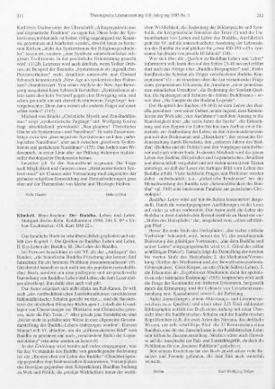 211-212 [Rezension] Klimkeit, Hans-Joachim, Der Buddha