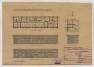 I.G.-Farben, Frankfurt/Main Verwaltungsgebäude: Chauffeurwohnungen: Grundriss, Aufriss, Schnitt 1:200