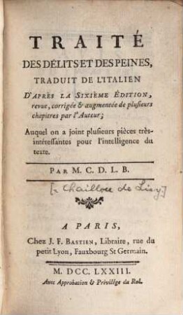 Traité des délits et des peines