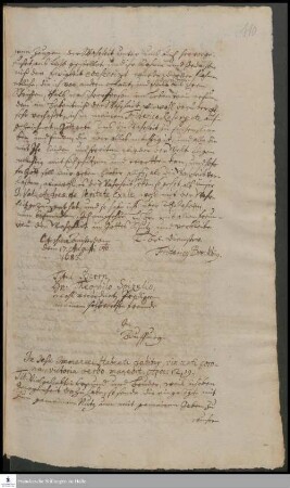 Brief von Friedrich Breckling an Gottlieb Spizel, (Abschrift).