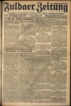 Erste Ausgabe vom Freitag, den 20. April 1928.