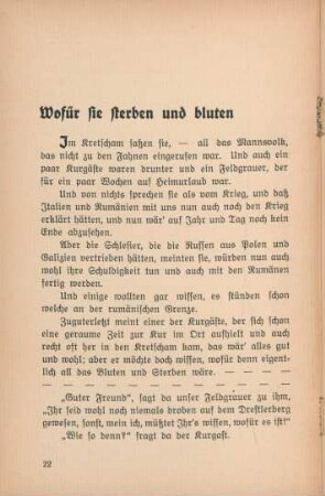 Wofür sie sterben und bluten