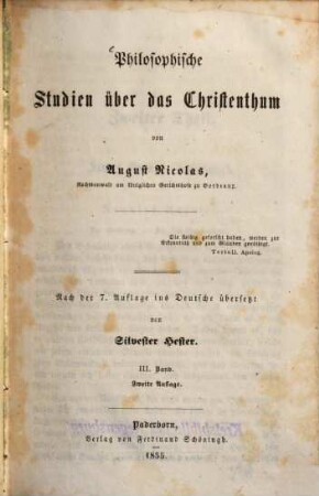 Philosophische Studien über das Christenthum, 3