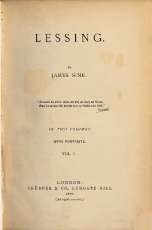 Lessing : in two volumes, 1