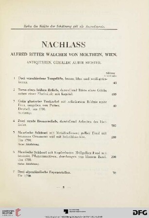 Nachlass (Antiquitäten, Gemälde alter Meister) (Nr.1-146)