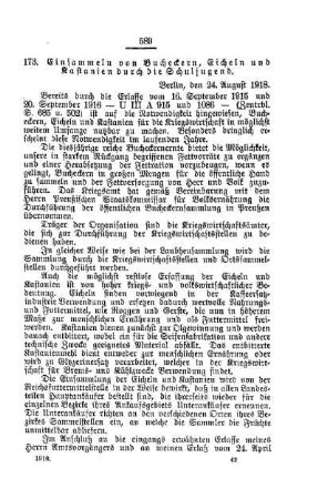 Einsammlung von Bucheckern, Eicheln und Kastanien durch die Schuljugend : [B. Allgemeine Angelegenheiten der Unterrichtsanstalten]