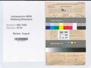 Entnazifizierung August Becker, geb. 17.12.1888 (Postsekretaer)