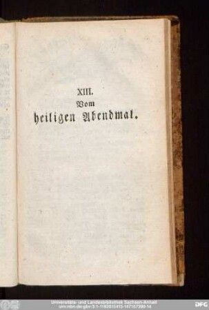 XIII. Vom heiligen Abendmal.