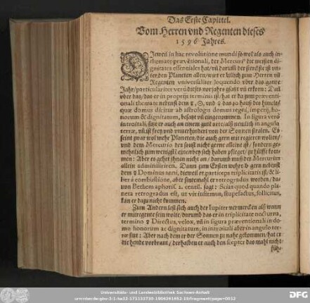 Das Erste Capittel. Vom Herren und Regenten dieses 1596 Jahres.