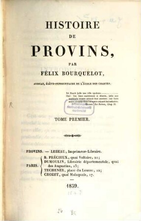Histoire de Provins, 1