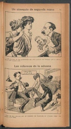 Un obsequio de segunda mano [y] Las reformas de la aduana - [Caricaturas]