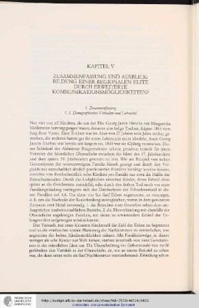 Kapitel V - Zusammenfassung und Ausblick: Bildung einer regionalen Elite durch erweiterte Kommunikationsmöglichkeiten?