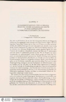 Kapitel V - Zusammenfassung und Ausblick: Bildung einer regionalen Elite durch erweiterte Kommunikationsmöglichkeiten?