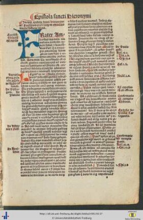 Epistola beati Hieronymi ad Paulinum presbyterum de omnibus divine historie libris