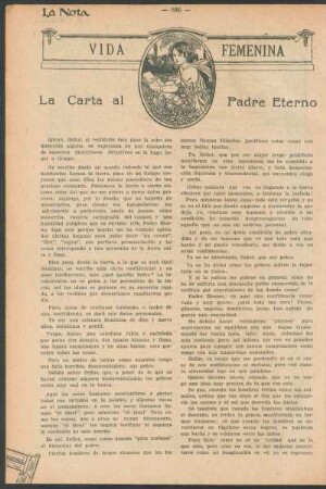 Vida femenina : La carta al Padre Eterno