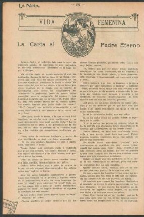Vida femenina : La carta al Padre Eterno