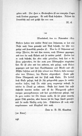 100 Wandsbeck, den 10. November 1802.