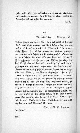 100 Wandsbeck, den 10. November 1802.