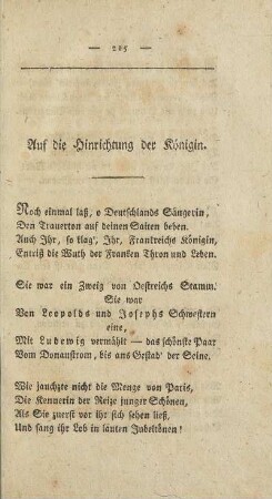 Auf die Hinrichtung der Königin.