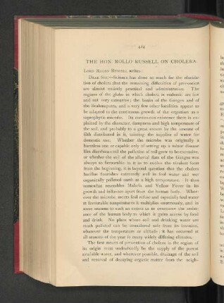 The Hon. Rollo Russell on Cholera.