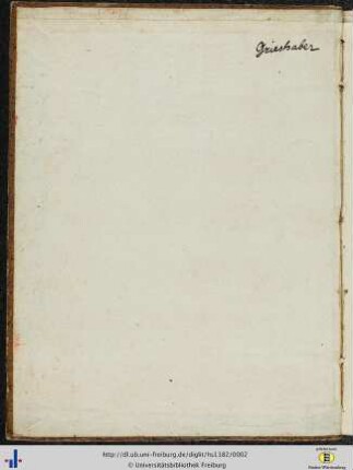 [Vorderer Spiegel] Besitzvermerk von Franz Karl Grieshaber.
