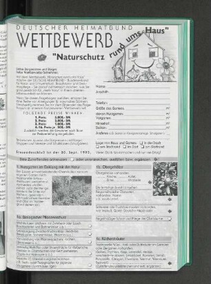 Deutscher Heimatbund Wettbewerb "Naturschutz rund ums Haus"