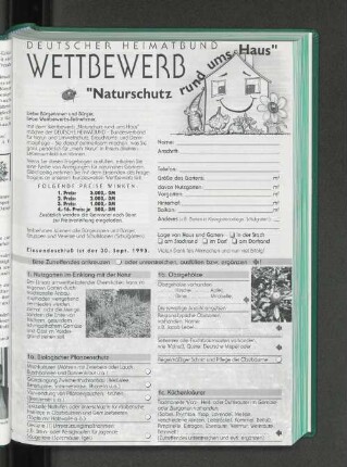 Deutscher Heimatbund Wettbewerb "Naturschutz rund ums Haus"