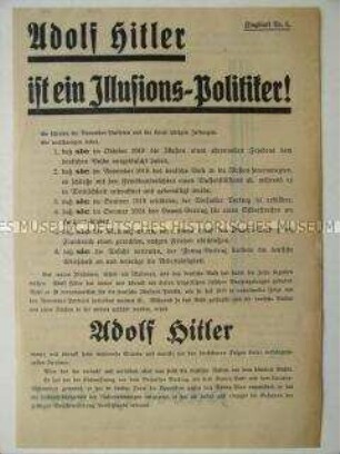 Propagandaflugblatt der NSDAP mit dem Aufruf zur Wahl Adolf Hitlers zum Reichspräsidenten