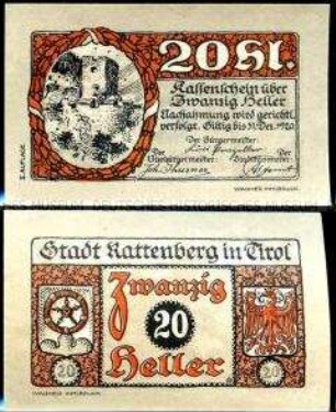 Rattenberg, Tirol 20 Heller