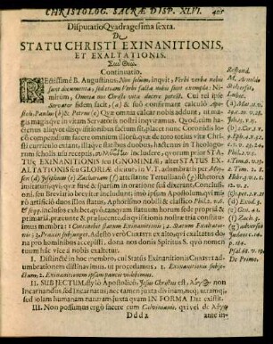 Disputatio Quadragesima sexta. De Statu Christi Exinanitionis, Et Exaltationis.