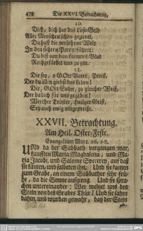 XXVII. Betrachtung. Am Heil. Oster-Feste. Evangelium Marc. 16, 1-8