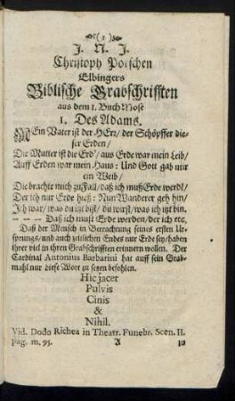 Biblische Grabschrifften