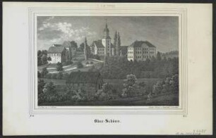 Ansicht von Oberschöna bei Halsbrücke, Lithographie, 1838 : Ober-Schöna / N. d. Nat. gez. v. J. Möckel. Steindr. v. Renner & Ketzschau [Dresden] : [Hermann Schmidt] ; Dresden : Renner u. Ketzschau , [1838]. - 1 Kunstbl. : Lithogr. ; 19 x 12 cm +++ Auch enth. in Sachsens Kirchen-Galerie; Bd. I, II.40