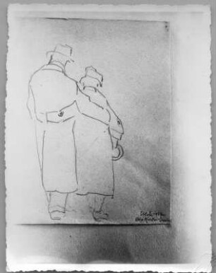 Altes Paar von hinten : Altes Paar von hinten (Etlik?). Kohlezeichnung (1937; E. Richter)