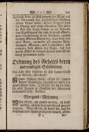 Ordung des Gebetts deren auswendigen Schülerinen