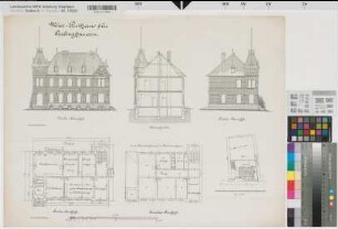 Oerlinghausen (Oerlinghausen) Mietposthaus Blatt 1 Grundrisse, Ansichten, Schnitt, Lageplan ca 1920 1 : 100/500 51 x 68 Druck: Bogdan Gisevius, Berlin Oberpostdirektion Münster