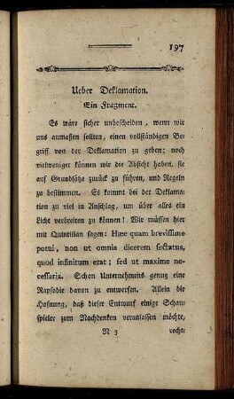 Ueber Deklamation. Ein Fragment.
