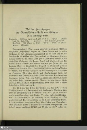 Bei der Heeresgruppe des Generalfeldmarschalls von Eichhorn