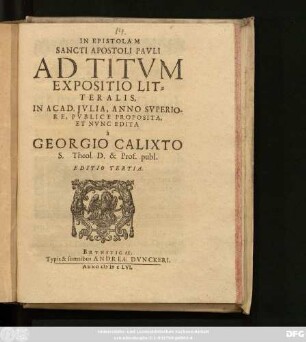 In Epistolam Sancti Apostoli Pauli Ad Titum Expositio Litteralis