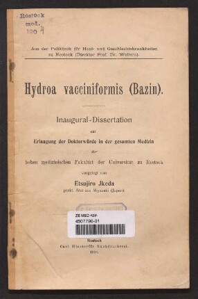 Hydroa vacciniformis (Bazin)